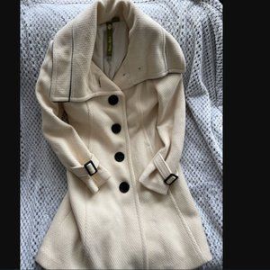 SOIA & KYO Women's Wool Ivory Coat Size SP